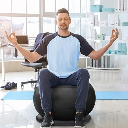 CMYUN Yoga Ball Chair Fitness Ball Chair for Adults Teenagers Kids, Home Yoga Ball Seat for Exercise Pilates Pregnancy, Stability Office Sitting Ball with Base (Size : Diameter-65cm(25 5/8))