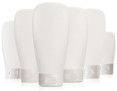 OHEETU Lot de 6 flacons souples vides rechargeables en plastique transparent avec bouchon à rabat pour nettoyage du visage, shampooing, gel douche - 150 ml