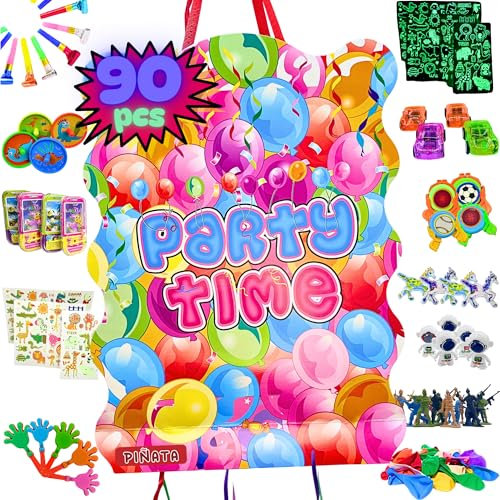 Piñata Cumpleaños Infantil + Pack 90 Juguetes Piñata - Piñata - Piñata Cumpleaños - Piñatas Infantiles - Piñatas - Relleno Piñata para tu Fiesta - Pinhatas Aniversário PARTY4EVER