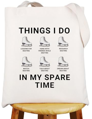 MYSOMY Ice Skating Tote Bag Skating Coach Gift Skate Lover Gifts Ice Skater Shoulder Bag