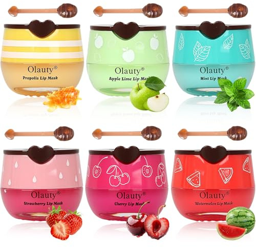 6Pcs Honey Lip Balm Uk, Honey Bee Balm, Moisturizing Lip Mask Overnight, Reduce Lip Lines, Hydrating Prevention Dry Cracked Lip