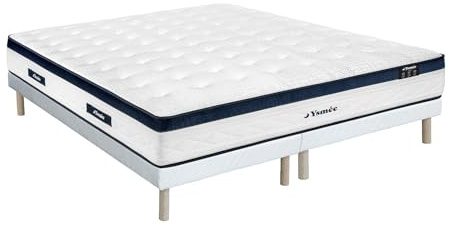 Vente-unique-Set 180 x 200 cm rete imbottita + materasso a molle insacchettate 5 zone tessuto rinfrescante sp.28cm - KOROVOU