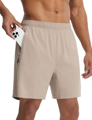 baleaf Pantaloni da ciclismo da uomo, imbottiti con tasche, 2 in 1, per mountain bike, 18 cm, estivi, cachi, M