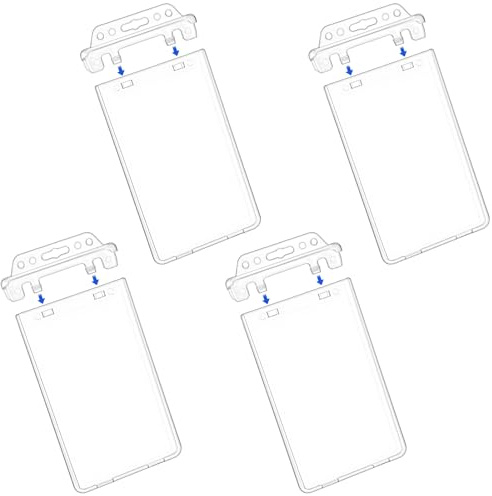 DOPENSPI 4 Stück Ausweishüllen,Vertikaler Sperrbarer ID-Ausweishalter Transparente Kartenhülle Wasserdichten Kartenhalter Hartplastikhülle Protector Pouch für Pässe Access Cards RFID Key Cards