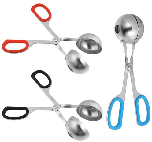 TOVINANNA Pinces à Boulettes de Viande Inox 304 Lot de 3 Grandes Multi-usages pour Pâte à Boulettes, Biscuits et Cake Pops, Accessoire la Cuisine Pratique et Résistant