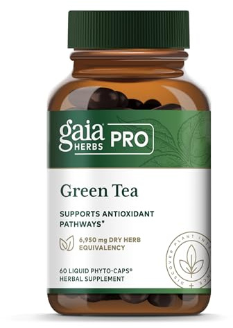 GAIA HERBS PRO Green Tea - Heart Health & Antioxidant Support Supplement* - Health Supplement with Green Tea Leaf Extract - Vegan, Gluten-Free, Soy-Free - 60 Liquid Phyto-Caps (30 Servings)
