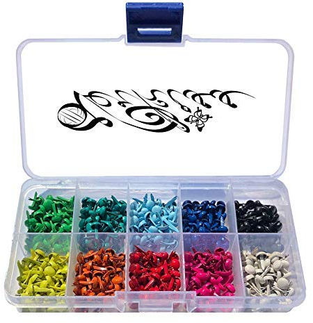 Mini Musterbeutelklammern 500 Stück Brads für Scrapbooking Basteln in der Box - Musterklammern Rundkopf bunt 10 Farben 5mm x 9mm Rund Briefklammern farbig