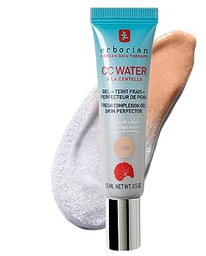 Erborian CC Water mit Centella Asiatica - Leichte CC Creme mit Hyaluronsäure - Die Feuchtigkeitsspendende Koreanische Gesichtspflege gleicht Hautunebenheiten aus - für helle Haut: Hell - 15 ml
