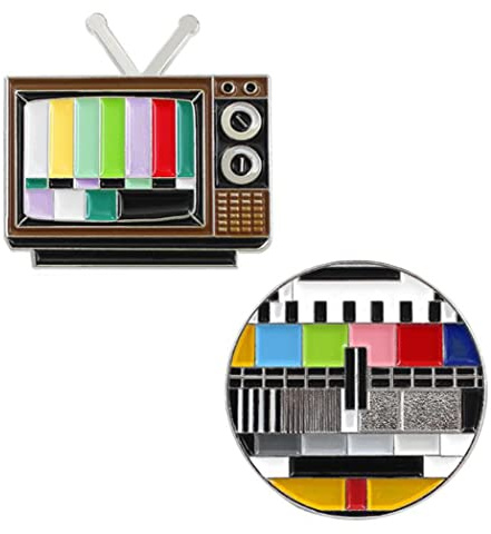 2 pines de solapa vintage para TV, esmaltados, coloridos y bonitos broches creativos, para regalo, mochila, ropa, accesorios