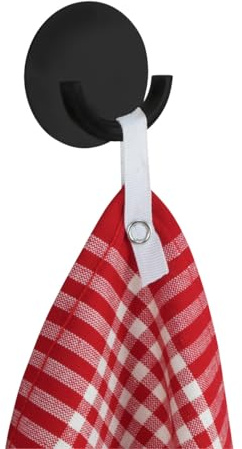 WENKO Gancio da parete Rondo, gancio autoadesivo in acciaio inox da fissare senza perforare, ideale per cucina, bagno e altri ambienti della casa, (L/H x P): Ø 5,5 x 2,5 cm, moderno nero opaco