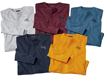 ATLAS FOR MEN - Pack de 5 CamisetasHombre Manga Larga - Disponibles en Tallas Grandes de la M a la 5XL