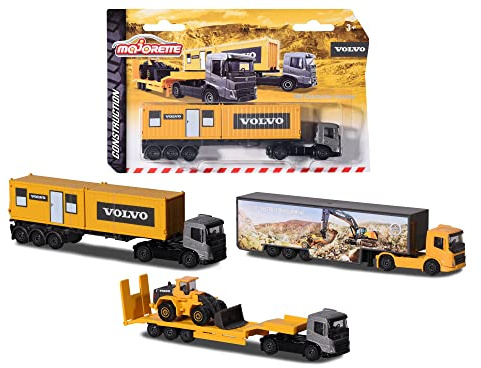 Majorette 212057288SDN - Volvo Containerbil/Transportfordon - Volvo Containerbil/Transportfordon med Frihjul och Rörliga Delar, 20 cm, Från 3 år, Finns i Tre Olika Modeller, Slumpmässigt Urval