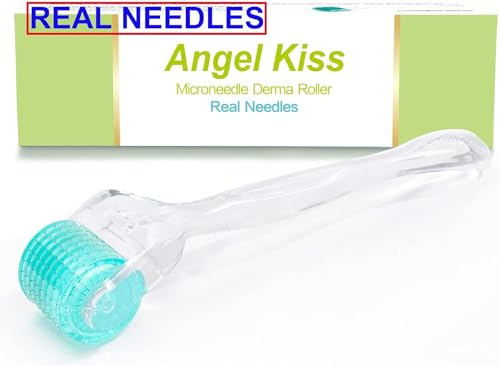 Angel Kiss Derma Roller 0,25 mm Vera Ago per il microneedling per viso, corpo, barba, 192 aghi individuali in acciaio inossidabile, strumenti per la cura del viso per uomo e donna