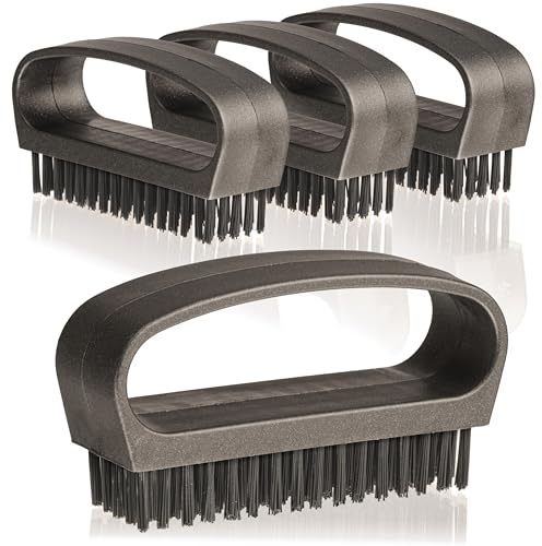 Hausfelder cepillo de manos cepillo de uñas con mango – limpiador uñas – cepillo de uñas cepillo para manos, juego de 4, negro antracita mate