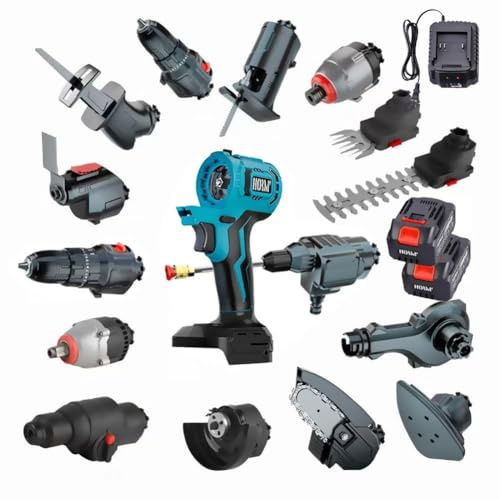 WHIPIN Cordless Power Tool Combo Kit, 15-in-1 Brushless Power Tool Combo Kit, 2-in-1 Hedge Trimmer, Woodworking Tool Kit with 3.0 Ah Battery and Tool Boxes, Cordless Tool Set for DIY Projects