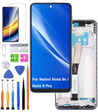 HLYGZX Pantalla LCD de repuesto original para Xiaomi Redmi Note 9s, pantalla para Redmi Note 9 Pro, pantalla táctil, conjunto de dígitos de reparación, kit de piezas (Gris con marco)