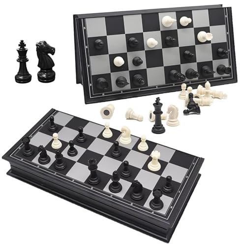 25x25cm Magnetic Chess Board Set Game,Portable Folding Magnetic Travel Chess Piece Set Board Games Traditional Strategy Game Gift for Kids Children Adults Family Gathering Travel Party