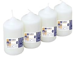 Candele a Colonna Avorio - Ø 8 x 15 cm - Set da 4 Candele Decorative - Lunga Durata 60 Ore - Cero Inodore - Cera di Paraffina