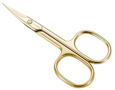 JARVISTAR Tijeras de uñas doradas, tijeras de belleza de acero inoxidable, extraafiladas para manicura y pedicura, tijeras versátiles para uñas, cutículas, cejas, pestañas y piel seca, 95 mm