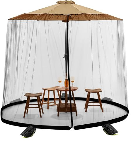 MIFXIN Moustiquaire pour parasol d'extérieur avec fermeture éclair et corde réglable, pour jardin, cour, pavillon et autres espaces extérieurs (Noir, 240cm*380cm)