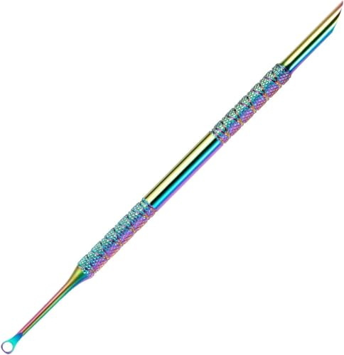 2-In-1 Cuticle Pusher Tool,Nail Etching Tool,Dual Ended Gel Nail Polish Remover Tool,Stainless Steel Nail Scraper,Loop & Beveled Head,Cuticle Sticks,Manicure Tools,for Cuticle Trimmer Pedicure