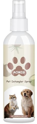 Aomig Kokos Fellpflege Hund Katze Fellspray Fellpflege Fellpflegespray für Hunde Entfilzungsspray Katze Leichtes Kämmen Fellpflege Kokosnussduft Pflegt Beruhigt Empfindliche Haut Hundeparfüm (200ml)