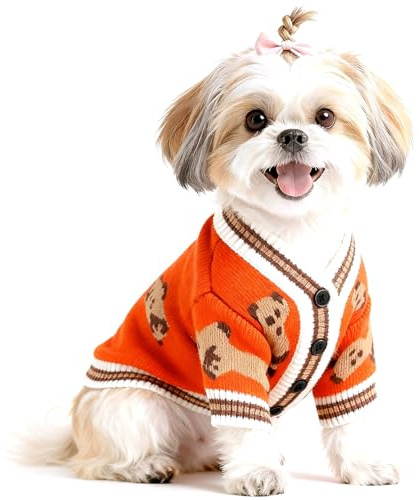 Pull Chien Saint Valentin Pull pour Chien Tricot Pulls Chiens Petite Taille Chaud Vetement Chiens Ours Pulls Petit Chiot Cardigan pour Chiot Manteau Chiots Pull-Over (Rouge,XXS)