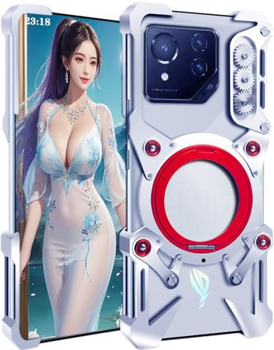 SNOWtreeAA Handyhülle für ASUS ROG Phone 9 Pro. Machine Monster/Steampunk/Telefon-hülle/Telefonkasten ROG 9 Case/Gaming Handy-Tasche Magnethalterung -Silbrig