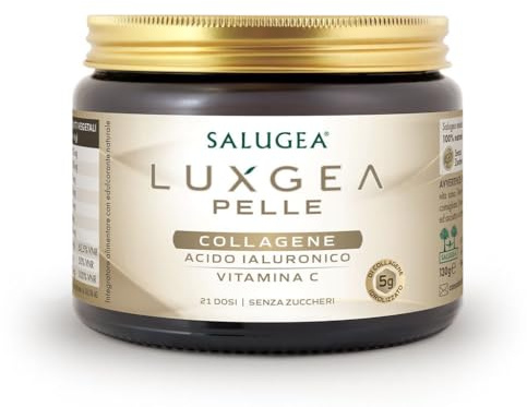 LUXGEA PELLE Salugea Integratore con collagene per la bellezza della pelle - Flacone in Vetro (no plastica), polvere disperdibile in un liquido (21 dosi)