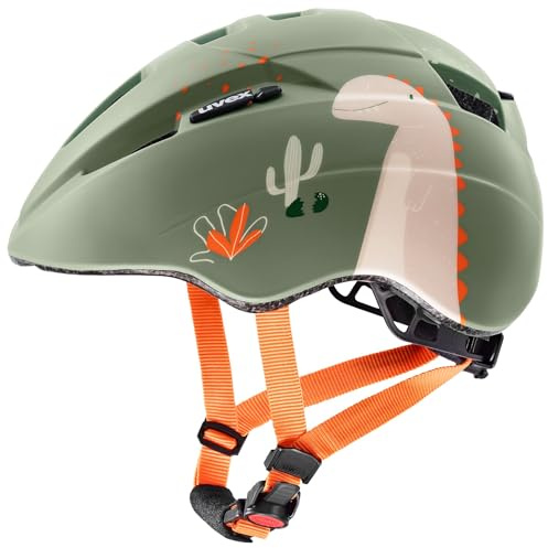 uvex Kid 2 CC - Casque de Bicyclette léger pour Enfants - réglage de la Taille Individuel - à compléter avec Un éclairage LED - Sage Green Dino Matt - 46-52 cm