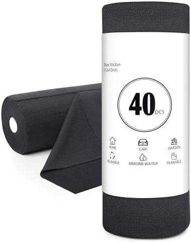 Gucass Rotolo di Panni in Microfibra 40 Pezzi- 30x30 cm, Strappabili, Riutilizzabili, Panni per Pulizia da Casa e Cucina, Colori Grigio