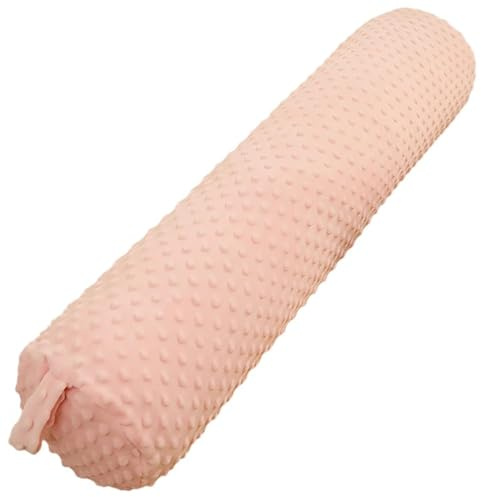 JORTUIO Almohada Cervical Cilíndrica, 60/100/150cm cm Cojin Cilíndrico del Cuello Terciopelo Cojines Rulo Reposacabezas, para Lumbar,Rodillas,Dormir/Hogar/Oficina(Rosa,60x12cm)