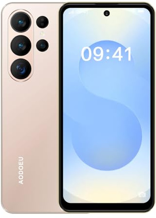 AODOEU Smartphone Pas Cher Android 14, 8 GO+64GO/TF 1TO, Telephone Portable Pas Cher Écran 6,56 HD+, Batterie 6285mAh, 13MP+8MP, Telephone 4G Dual SIM/GPS/Face ID/OTG-Or