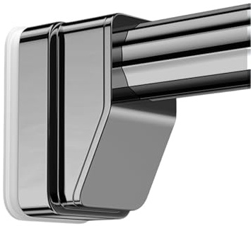 Bastone per tenda telescopico senza fori, per padiglione da giardino, 40-500 cm, asta a tensione telescopica, Ø33 mm, in acciaio inossidabile, asta per tenda da doccia, per soggiorno e bagno (grigio