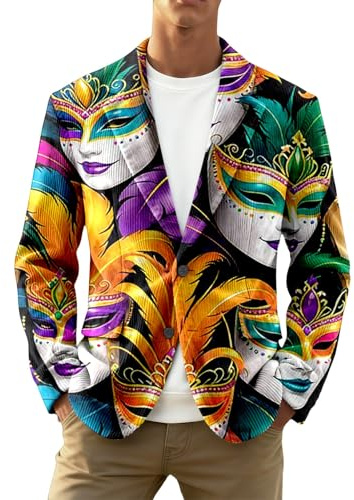 Blazer Uomo Casual, Giacca in Corduroy con Paillettes Print per Uomo Stile Casual per Occasioni Formali e Eleganti
