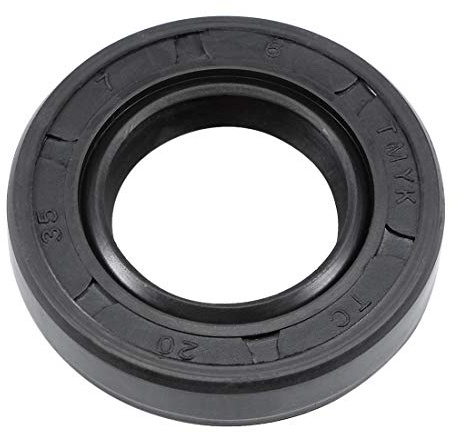 sourcing map Oil Seal TC 20mmx35mmx7mm Nitrile Rubber Cover | Black Double Lip with Spring, for Bearing Shaft