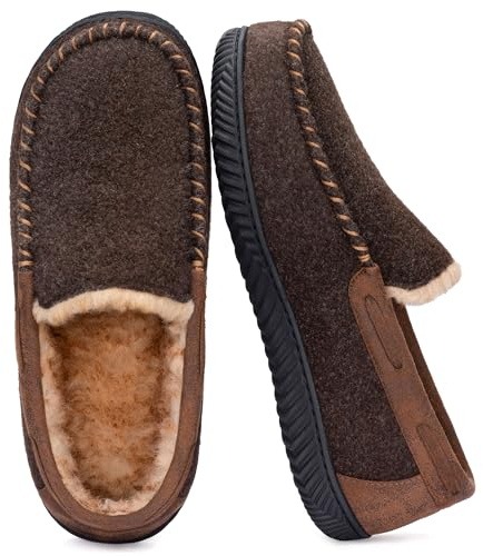 RockDove Hearthfire Zapatillas de espuma viscoelástica tipo mocasín para hombre, 43 EU, Mocha