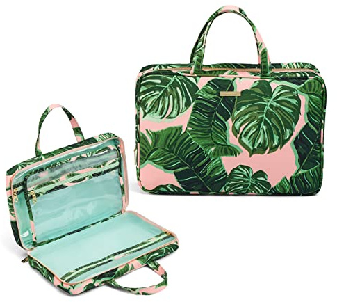 Conair Travel Toiletry Bag - Makeup Bag - Cosmetic Bag -Travel Makeup Bag - Perfect for Vacations - Weekender Shape - Pink Palm Print