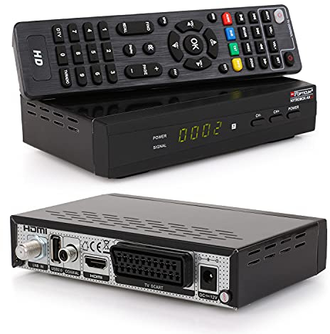 RED OPTICUM NYTROBOX AX S2 Sat Receiver mit Aufnahmefunktion I Digitaler Satelliten-Receiver HD 1080p - HDMI - SCART - USB - Coaxial Audio I 12V Netzteil ideal für Camping I DVB-S2 Receiver Schwarz