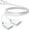 Verlängerung Netzkabel, 2M Stromkabel Eurostecker Verlängerung, 2 in 1 Typ-C Verlängerungskabel Eurostecker auf Eurobuchse, 0.75mm² 250V/2.5A Eurostecker for Computer TV PC Phone Weiß