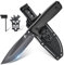 Purple Dragon Couteau de Survie Noir-Gris Avec Fourreau Kydex, Outdoor Full Tang Fixe en Une Seule Pièce d'Acier D2, Pour Camping, Cadeaux Pour Hommes