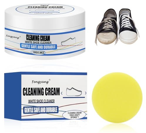 Fengyang® Fleckenentfernungscreme, Sneaker Reiniger Weiß, Schuhcreme Weiß, Schuhreiniger Weiße Schuhe, Whiteshoe Cleaner, Weiße Schuhe Reinigungscreme, Schuh Multifunktions Reinigungscrem
