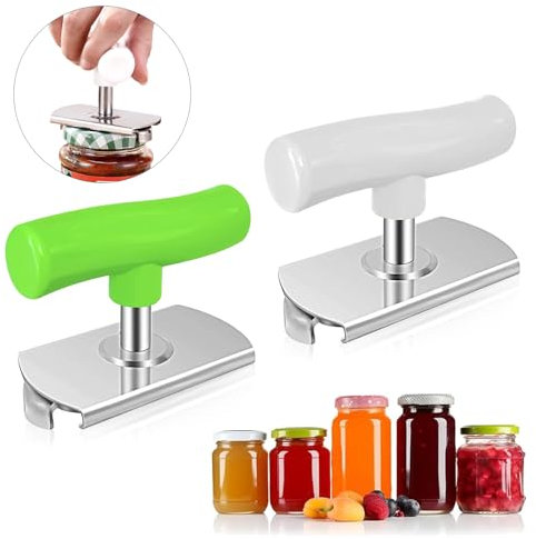 xiaoxiaozhijia Confezione da 2 Apriscatole Manuale,Pribottiglie Regolabile Opener Barattolo,Apribottiglie per Anziani per Tappi di Bottiglia con Diametro di 2,5-9,5 cm (Bianco + Verde)