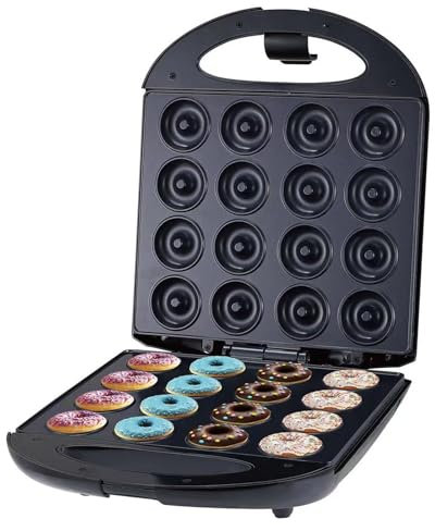 Kommersiell 1 400 W munkmaskin, donut snacks Maker-maskin, 16-håls minitillverkare, dubbelsidig värmetermostatstyrning, non-stick beläggning, med halkfria fötter för hem och resor