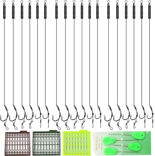 VIVIIHOO Set di 18 ami per la Pesca alla Carpa, boilie rig con boilie Stopper - Ideale per la Pesca alla Carpa in Laghi e canali