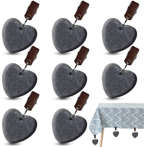 8 Stück Tischdeckenbeschwerer Tischdeckenhalter Tischdeckenklammer für Draußen, Anhänger aus Marmor in Herzform – Elegante Tischdecken-Accessoires für Party Picknick Hochzeiten Wohnkultur & Deko