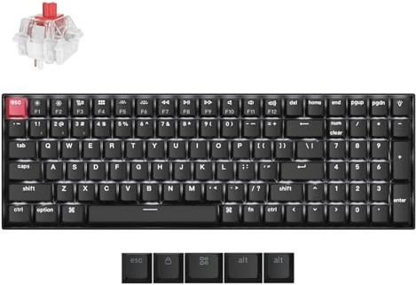 Keychron K4 QMK Kabellose Mechanische Tastatur (V3, DE-ISO) – 96% Layout, Bluetooth 5.2/USB-C, Pre-lubed Super Switch, Durchscheinende PBT Tasten, QMK, Weiße Backlight, für Mac/Windows/Linux