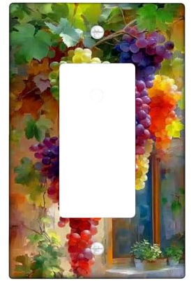 Vibrante placa de cubierta para interruptor de luz de uva, cubierta de toma, fruta colorida para decoración de cocina, placas de pared termoplásticas, tamaño estándar individual basculante