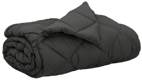Trapunta estiva antracite, 220 x 260 cm, in microfibra, leggera e traspirante, per clima caldo, lavabile, certificata Oeko-Tex, ideale come piumino e copriletto per il comfort della camera da letto