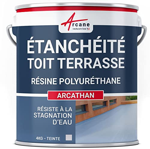 Étanchéité toit terrasse & toit plat | Résine et peinture étanche polyuréthane colorée, membrane liquide | ARCATHAN - 4 kg Gris - ARCANE INDUSTRIES